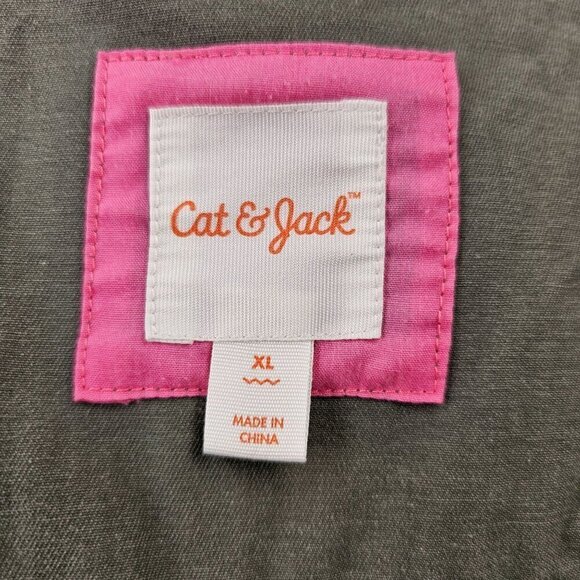 Cat & Jack Girls Military Style Jacket Snap Close Emoji Patch 4 Pocket XL Green - Picture 9 of 11